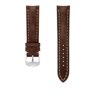 Brown nubuck calfskin leather strap - 20 mm