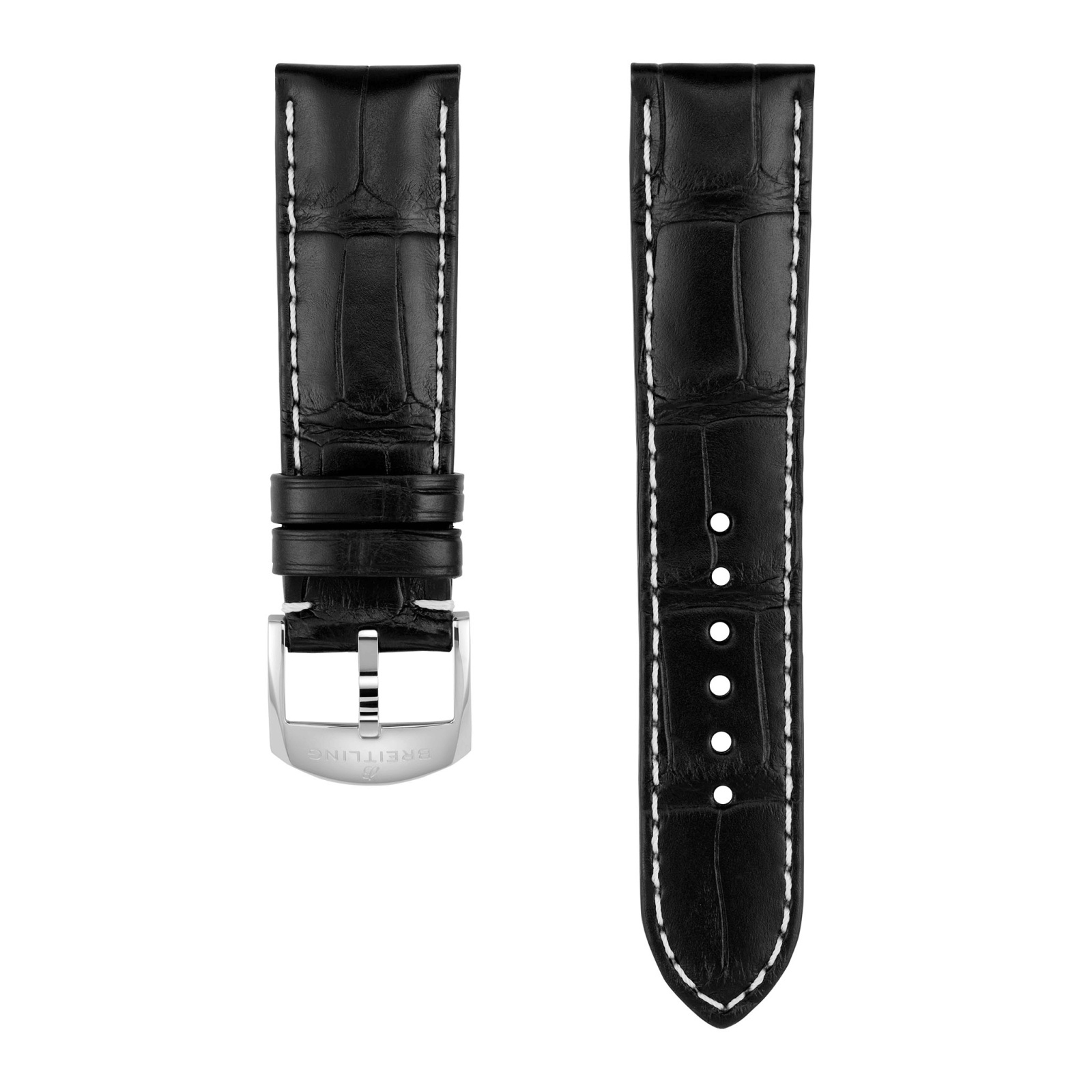 Black alligator leather strap - 20 mm