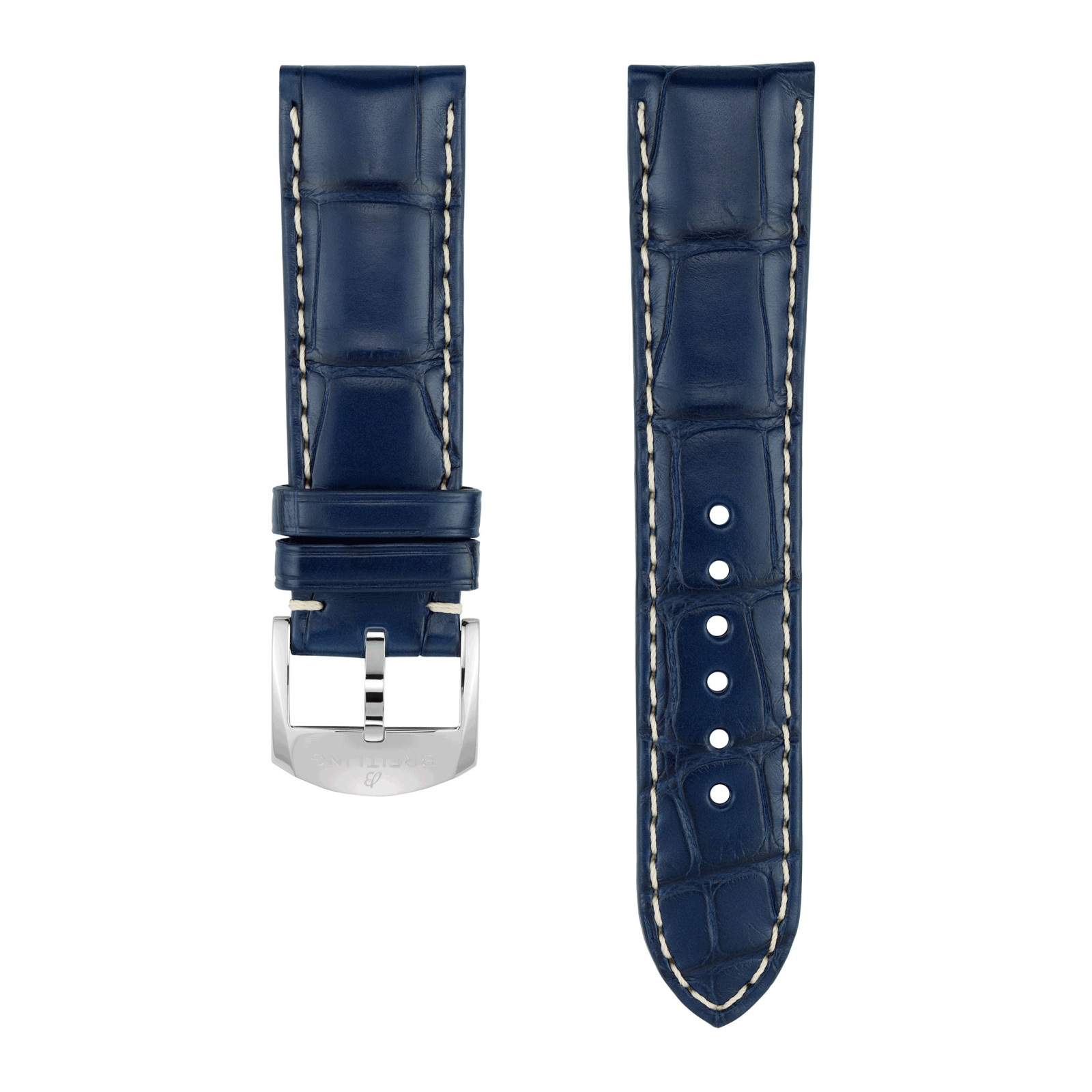 Blue alligator leather strap - 20 mm