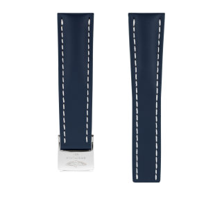 Blue calfskin leather strap - 24 mm